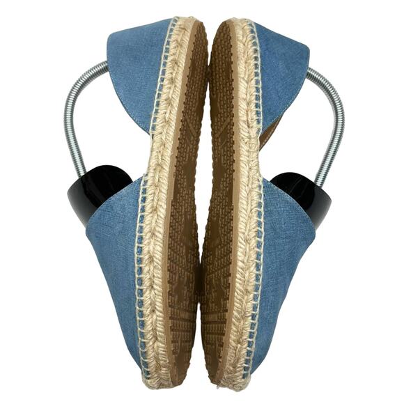 JIMMY CHOO Dreya Denim Leather D'Orsay Espadrille Flats EU 40 US 10 Blue Shoes - Picture 6 of 11